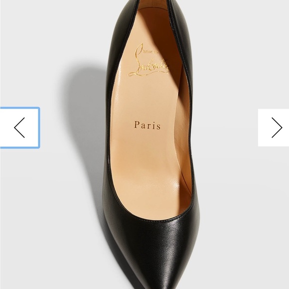 NWT Christian Louboutin Apostrophy Black Leather Pointed Red-Sole Pumps - Picture 12 of 16